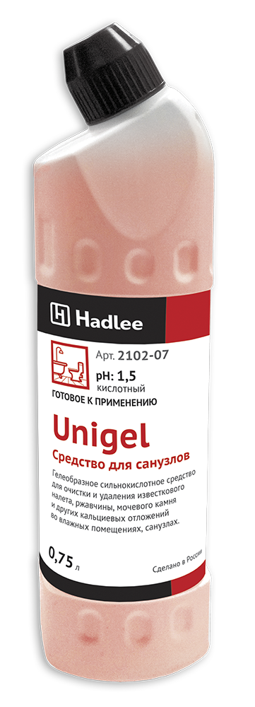 HADLEE Unigel 0,75л (Юнигель) ср-во для удаления известкового налета и ржавчины в санузлах (2102-07) оптом в Торус