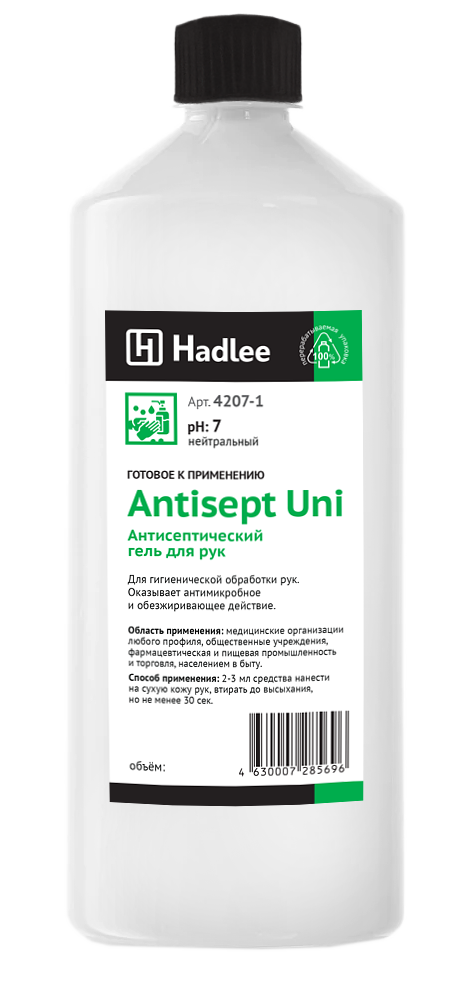 ВЫВЕДЕН HADLEE Antisept Uni 1л (Антисепт Юни) антисептический гель для рук (4207-1К) оптом в Торус