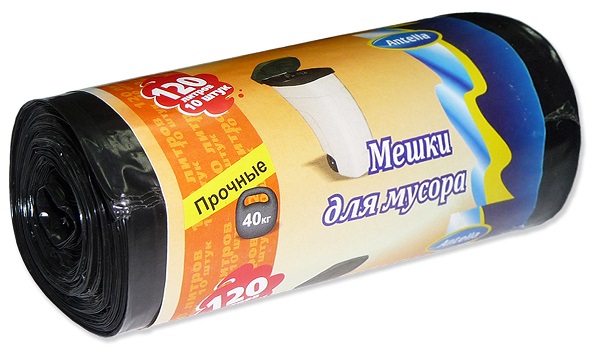 Пакеты д/мусора 120л ПВД 25мкм 70х100см черн. (10шт/рул) оптом в Торус