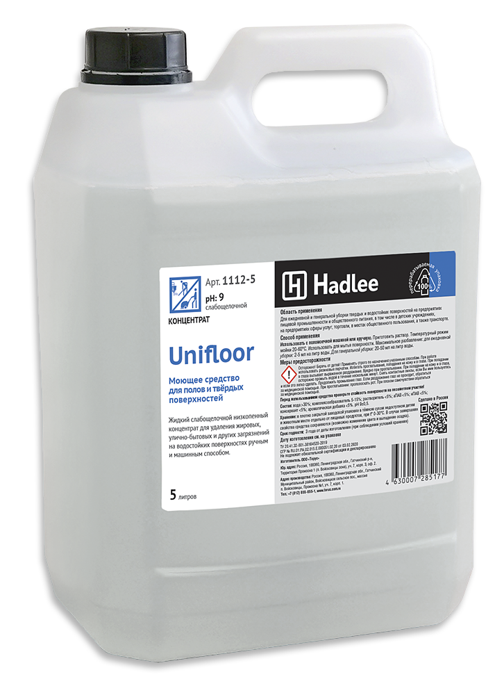 HADLEE Unifloor 5л (Юнифлор) концентрир.моющее ср-во для полов и твердых поверхностей (1112-5) оптом в Торус