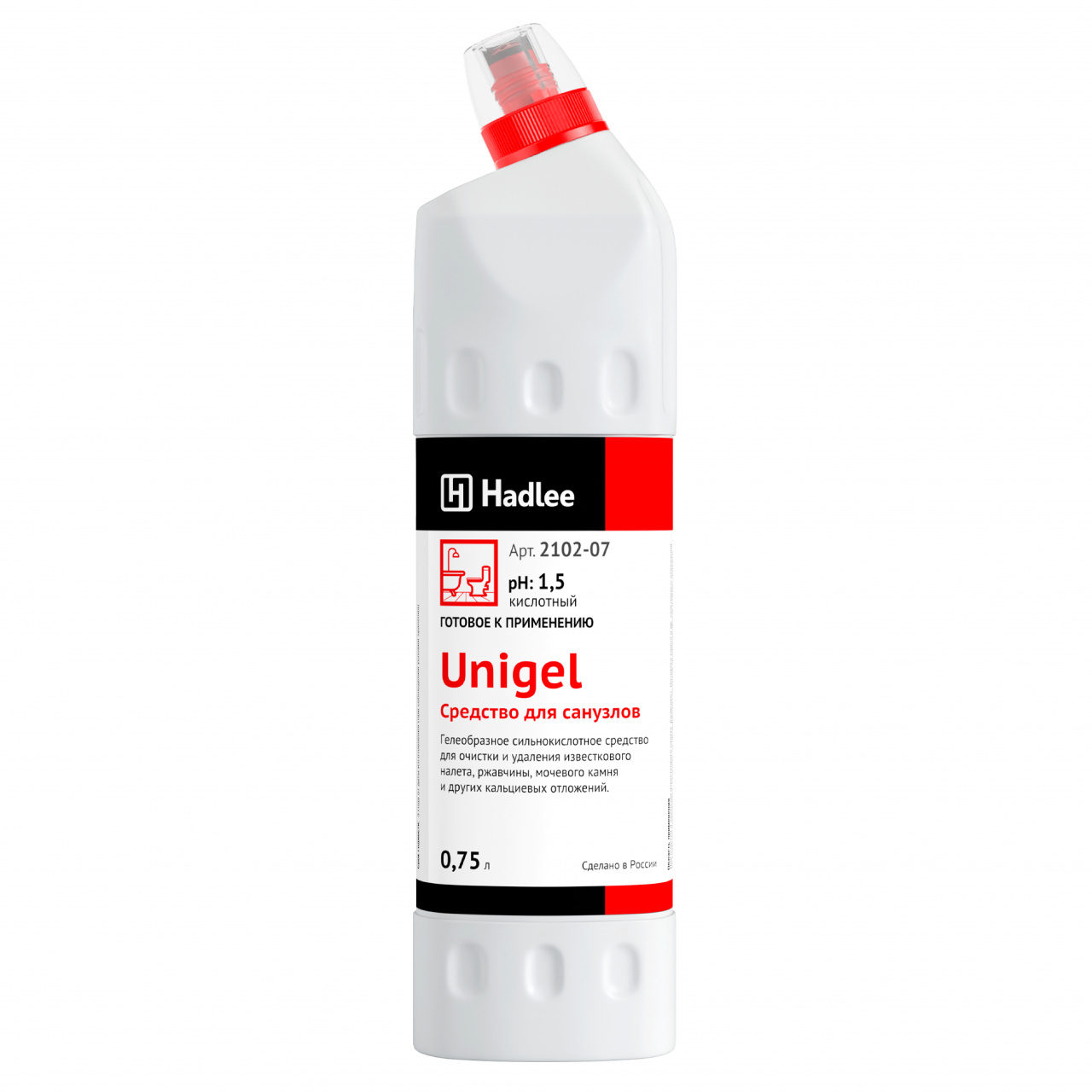 HADLEE Unigel 0,75л (Юнигель) ср-во для удаления известкового налета и ржавчины в санузлах (2102-07) оптом в Торус
