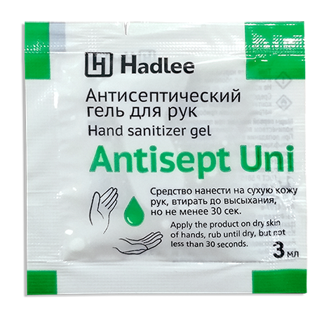 HADLEE Antisept Uni 3мл саше (Антисепт Юни) антисептический гель для рук  (4207-с) оптом в Торус