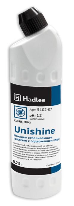 HADLEE Unishine 0,75л, Моющее отбеливающее средство с содержанием хлора (5102-07)