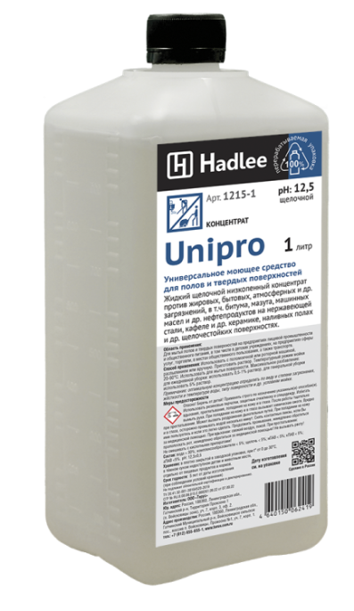 HADLEE Unipro 1л, Универсальное моющее средство для полов и твердых поверхностей от сложных загрязнений (1215-1)