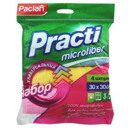 Салфетка микрофибра 30х30см (4шт/уп) Paclan Practi Micro