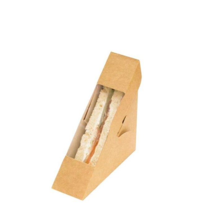Коробка под сэндвич 130х130х40мм с окном, коричневая (ECO SANDWICH 40)