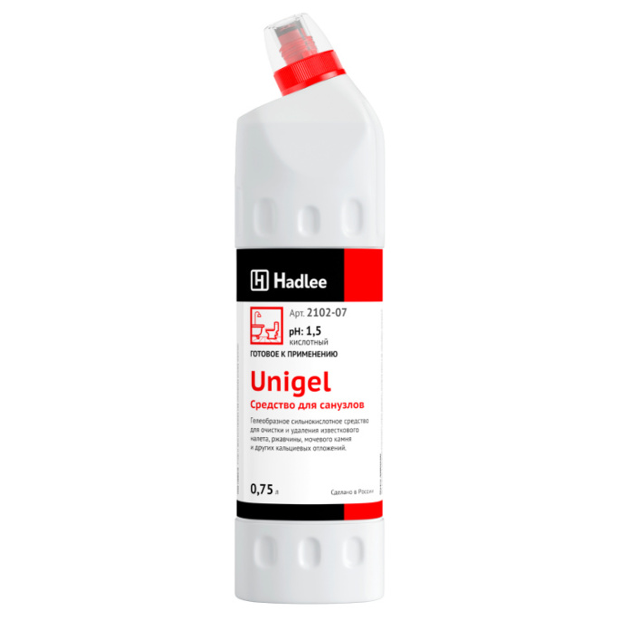 HADLEE Unigel 0,75л, Средство для удаления известкового налета и ржавчины в санузлах (2102-07)