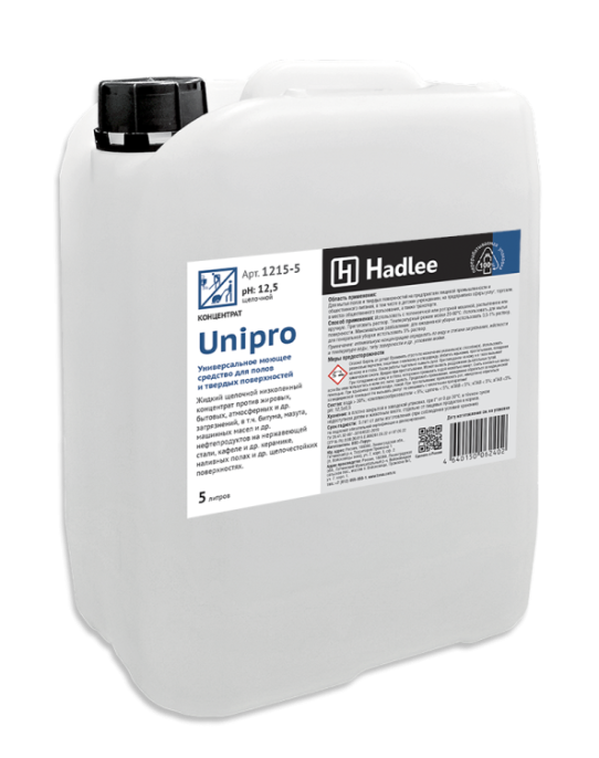 HADLEE Unipro 5л, Универсальное моющее средство для мытья полов и твердых поверхностей от сложных загрязнений (1215-5)