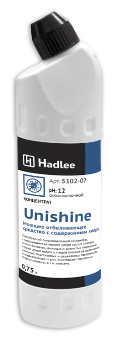HADLEE Unishine 0,75л, Моющее отбеливающее средство с содержанием хлора (5102-07)