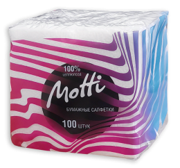 Салфетки MOTTI 1-сл, 23*23см, 100л, белые (410102)