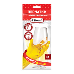 Перчатки латексные хозяйственные р-р M, Komfi (c х/б напыл)