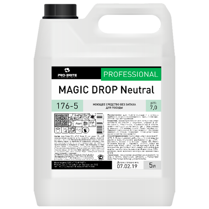 PRO-BRITE MAGIC DROP Neutral 5л, Средство д/мытья посуды (176-5)