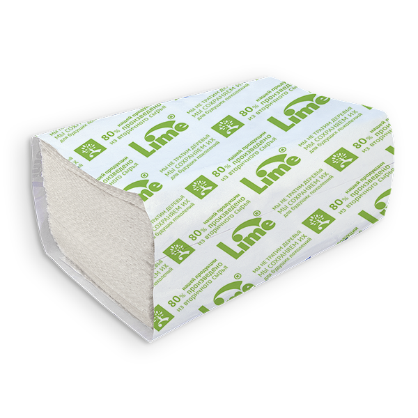 Полотенца бумажные листовые LIME ECO V-сложения (ZZ), 1-слойные, 250 листов, H3 (210450)