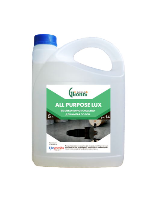 GLIONNI ALL PURPOSE LUX (Ол Пурпоc Люкс) 5л Высокопенн. концент.щелочн. ср-во д/полов (CMG-MH-05L)