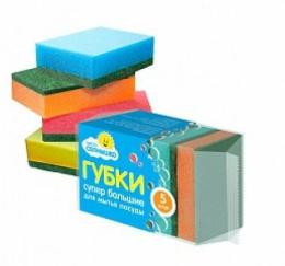 Губка д/посуды 95*70*27 (5шт/уп) ЧИСТО СОЛНЫШКО СУПЕР Большая
