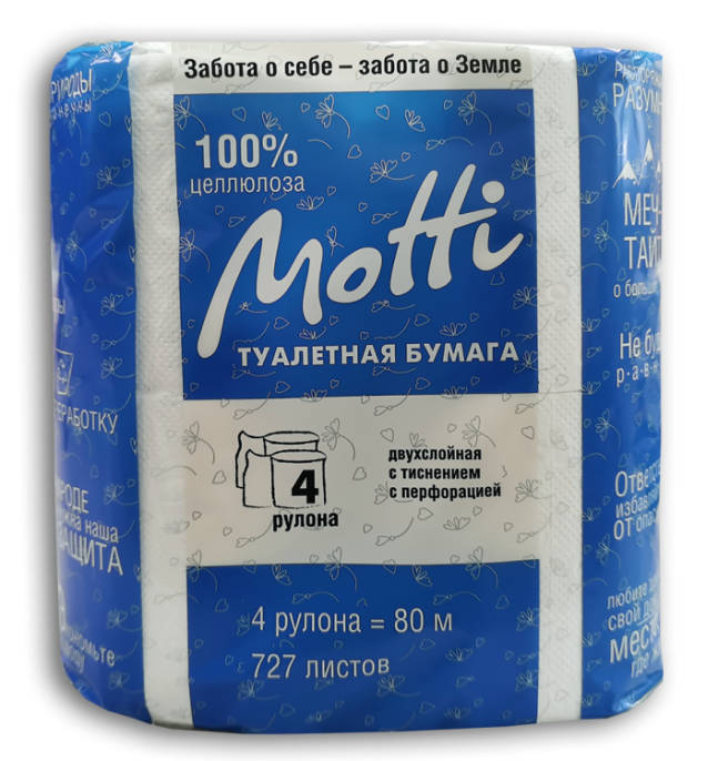 Т/бумага в рул. MOTTI 2-сл, 20м, 4рул/уп (102014)