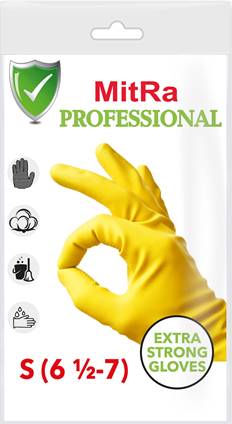 Перчатки латексные хозяйственные р-р S, MitRa Professional (c х/б напыл)