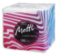 Салфетки MOTTI 1-слойные, 23*23 см, 100 листов, белые (410102)
